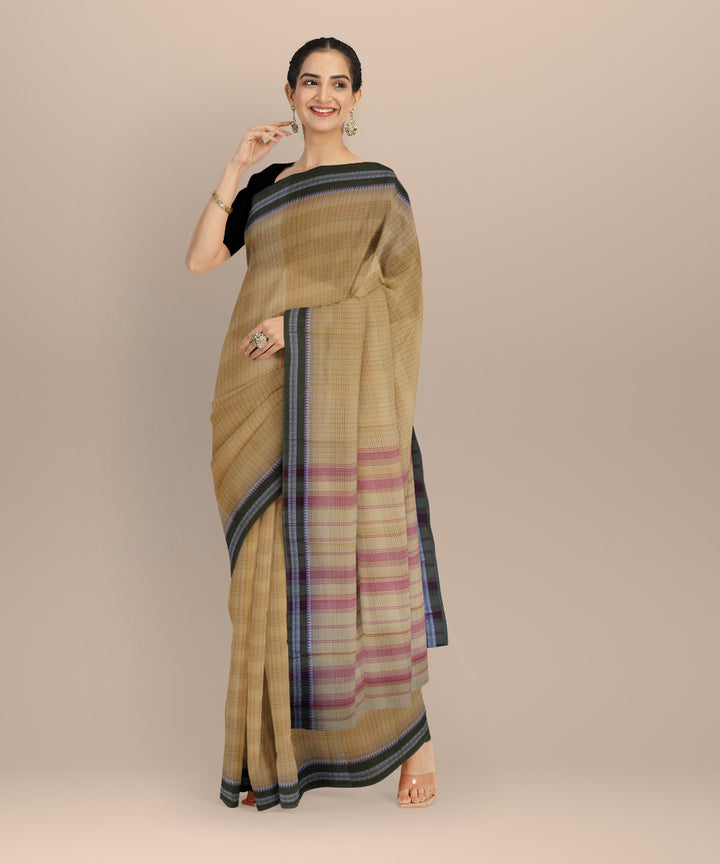 Beige grey cotton handloom narayanapet saree