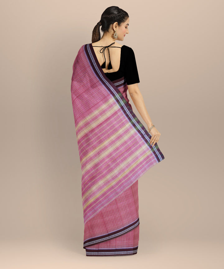 Pink deep maroon cotton handloom narayanapet saree