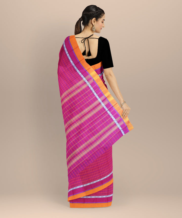 Pink orange cotton handloom narayanapet saree