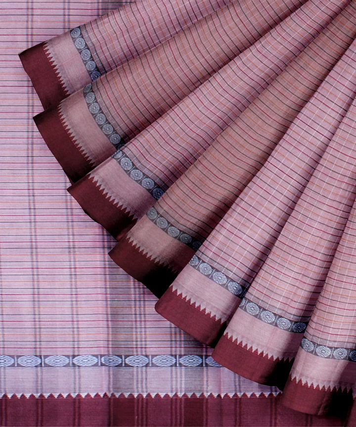 Lavender deep maroon cotton handloom narayanapet saree