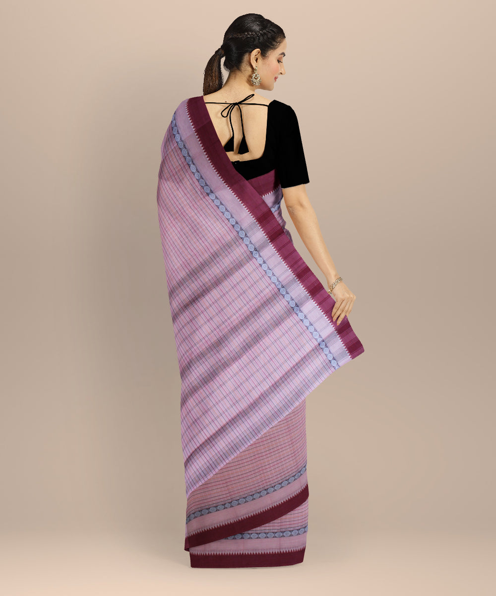Lavender deep maroon cotton handloom narayanapet saree