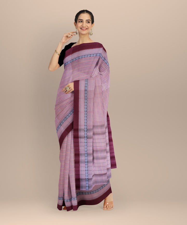 Lavender deep maroon cotton handloom narayanapet saree