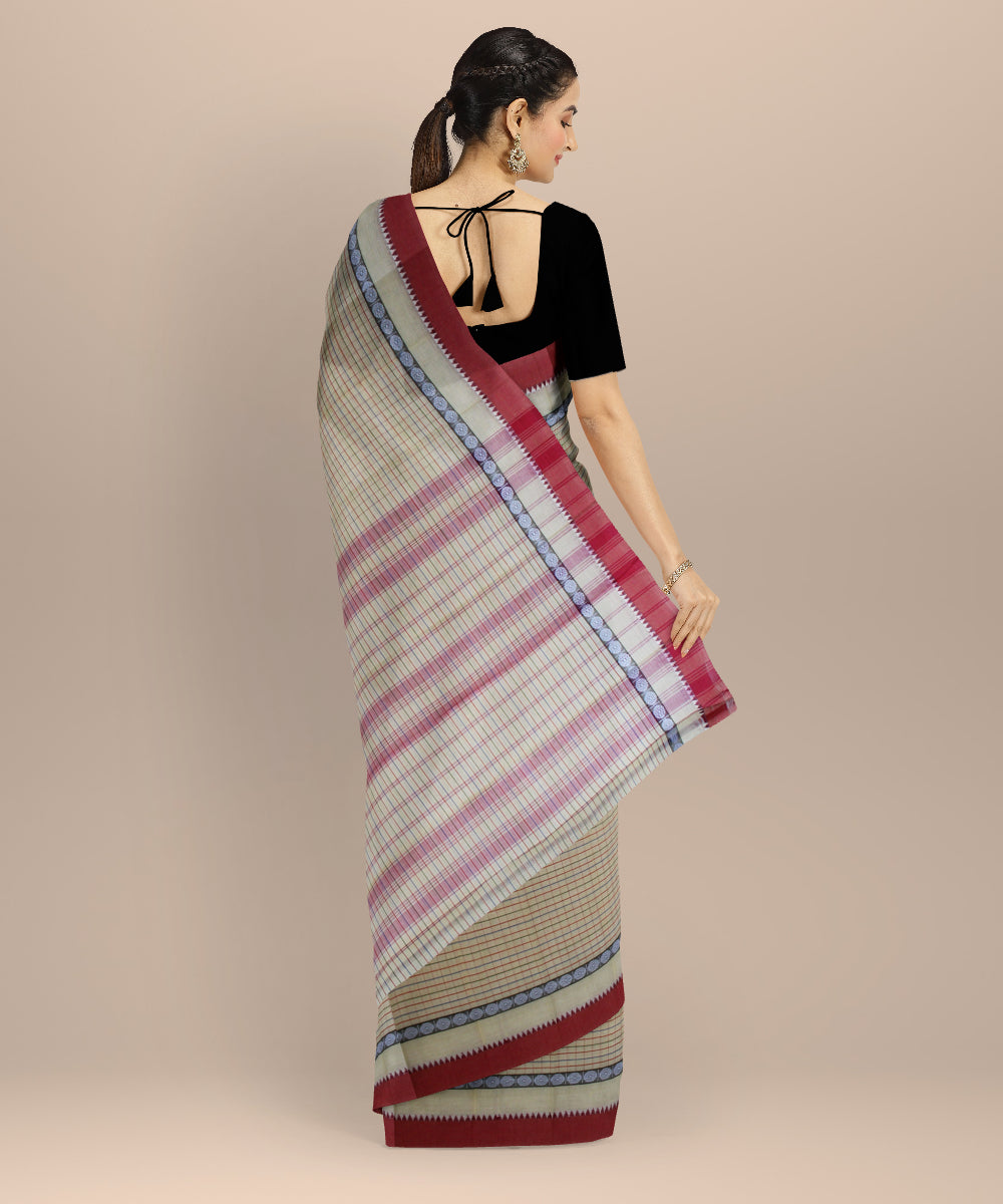 Grey maroon handloom cotton narayanapet saree