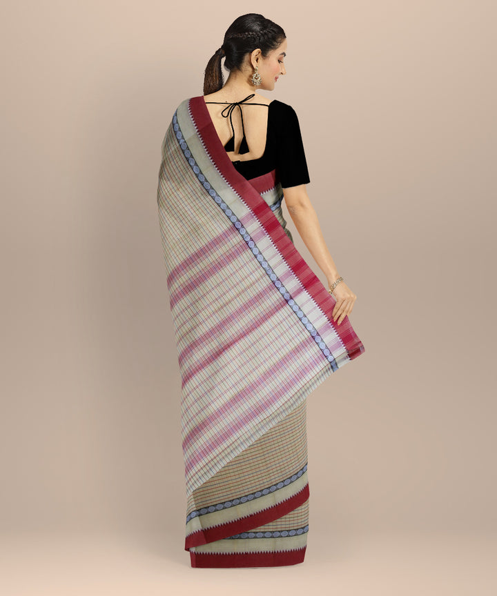 Grey maroon handloom cotton narayanapet saree