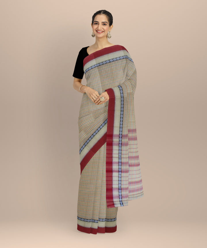Grey maroon handloom cotton narayanapet saree