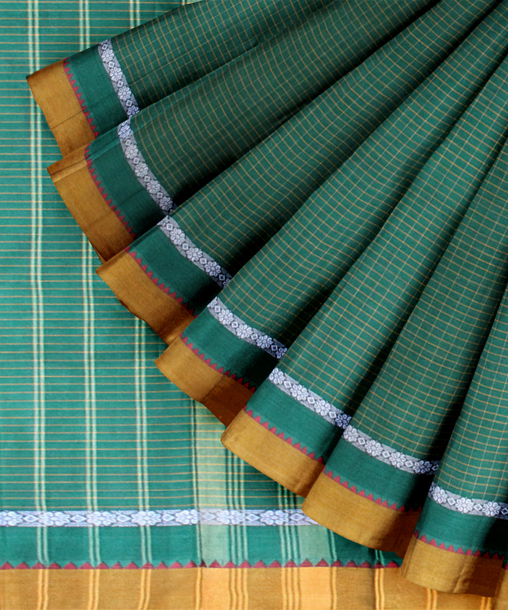 Light green mustard cotton handloom narayanapet saree