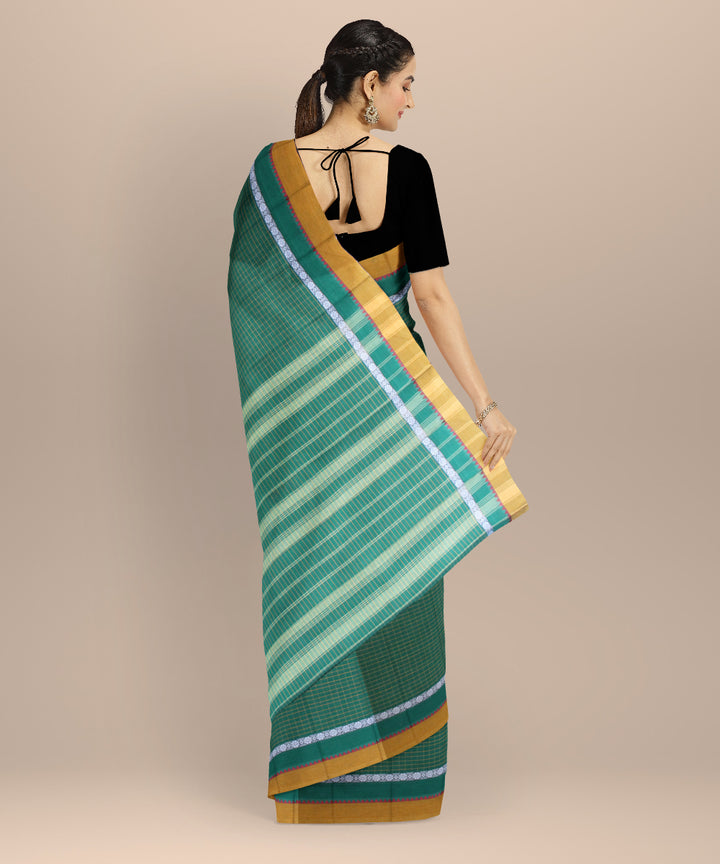 Light green mustard cotton handloom narayanapet saree