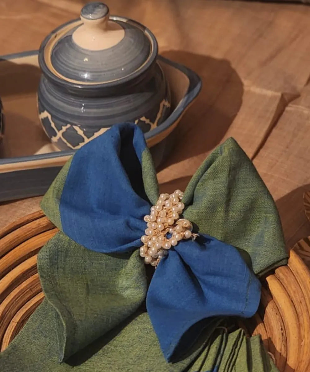 Cyan green handwoven cotton napkin (set of 6)