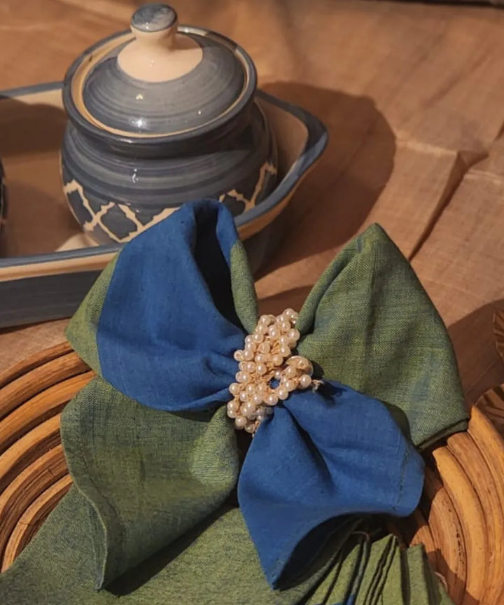 Cyan green handwoven cotton napkin (set of 6)