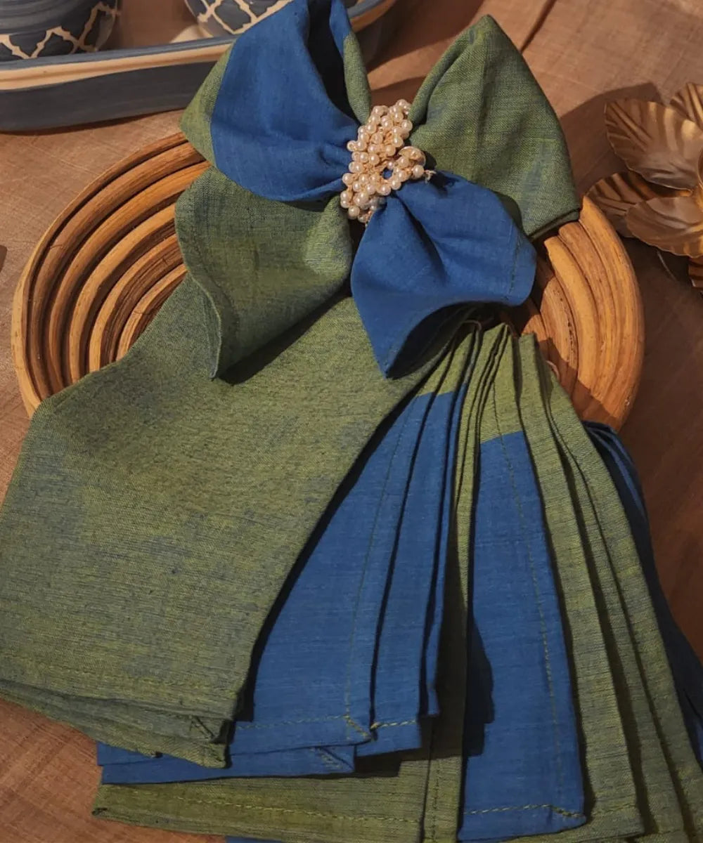 Cyan green handwoven cotton napkin (set of 6)