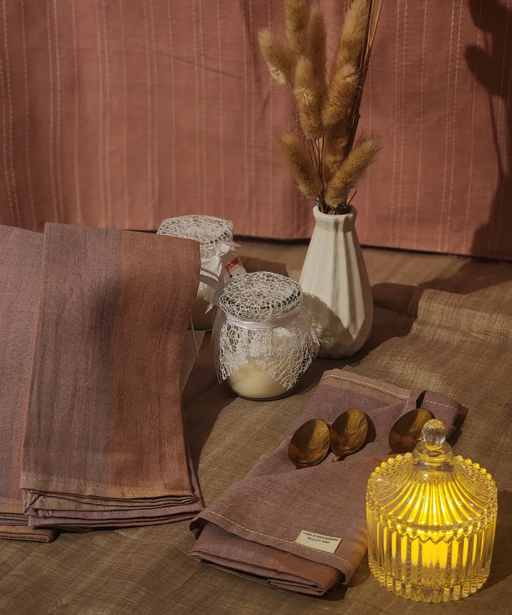 Peach brown handwoven cotton napkin (set of 6)