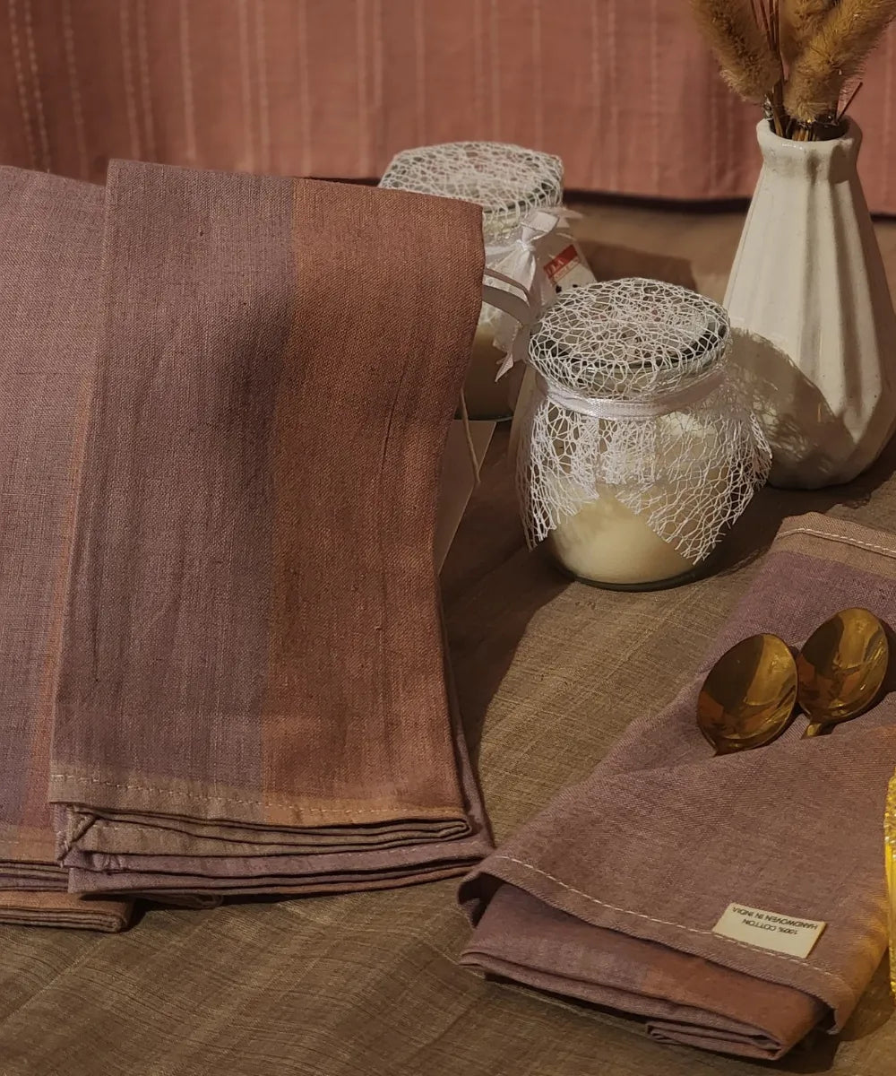 Peach brown handwoven cotton napkin (set of 6)
