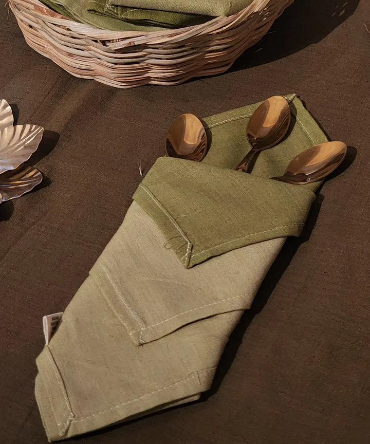 Dark green blue handwoven cotton napkin (set of 6)