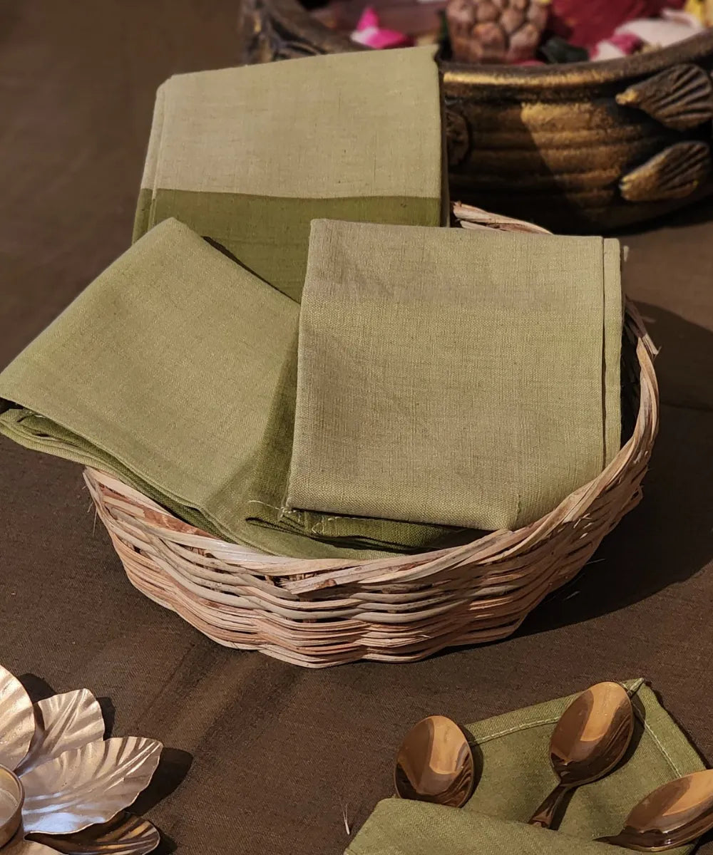 Dark green blue handwoven cotton napkin (set of 6)