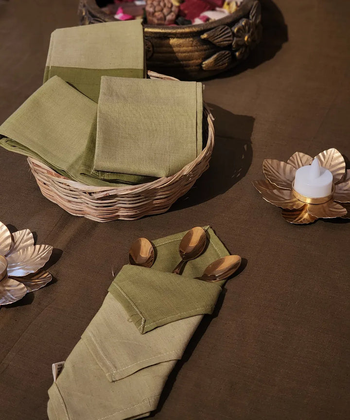 Dark green blue handwoven cotton napkin (set of 6)