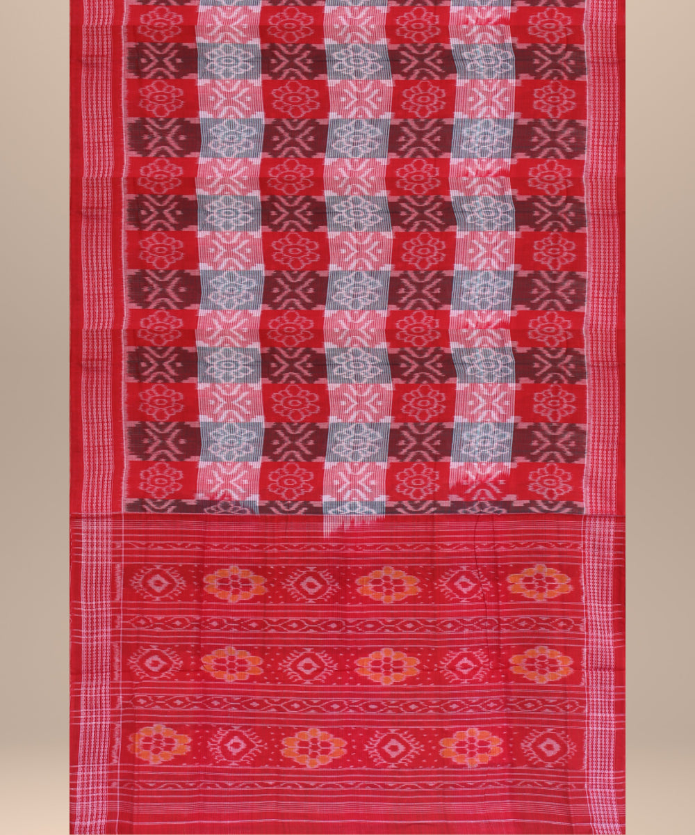 Red teal green pink cotton handwoven sambalpuri saree