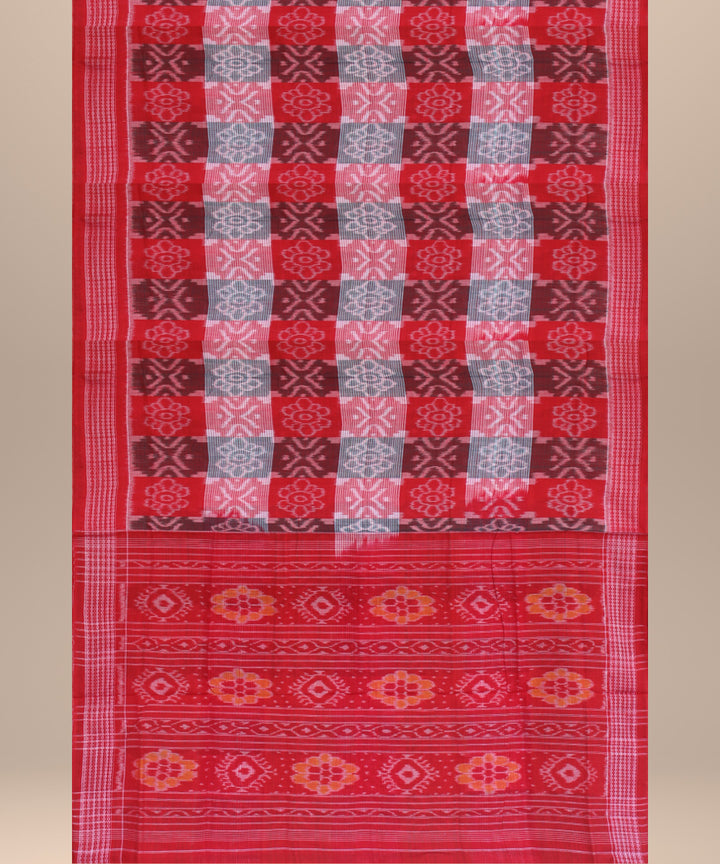 Red teal green pink cotton handwoven sambalpuri saree