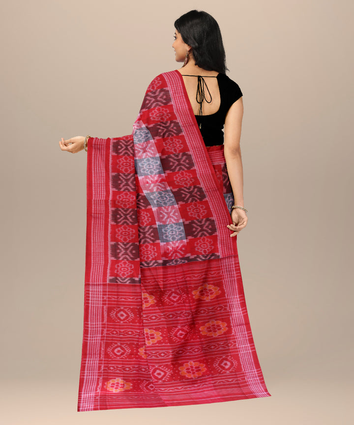 Red teal green pink cotton handwoven sambalpuri saree