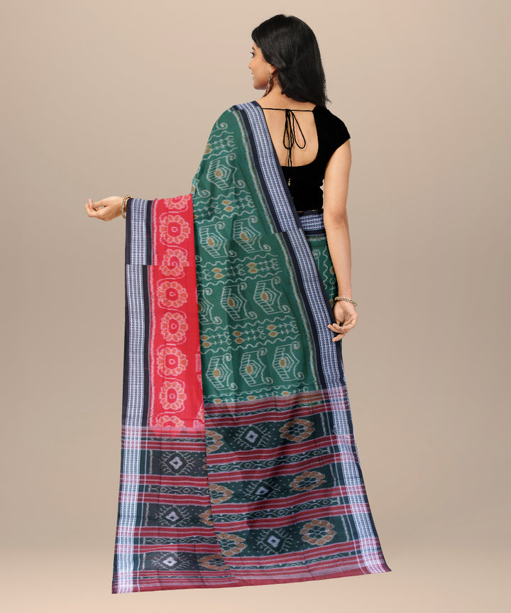 Red green cotton handwoven sambalpuri saree