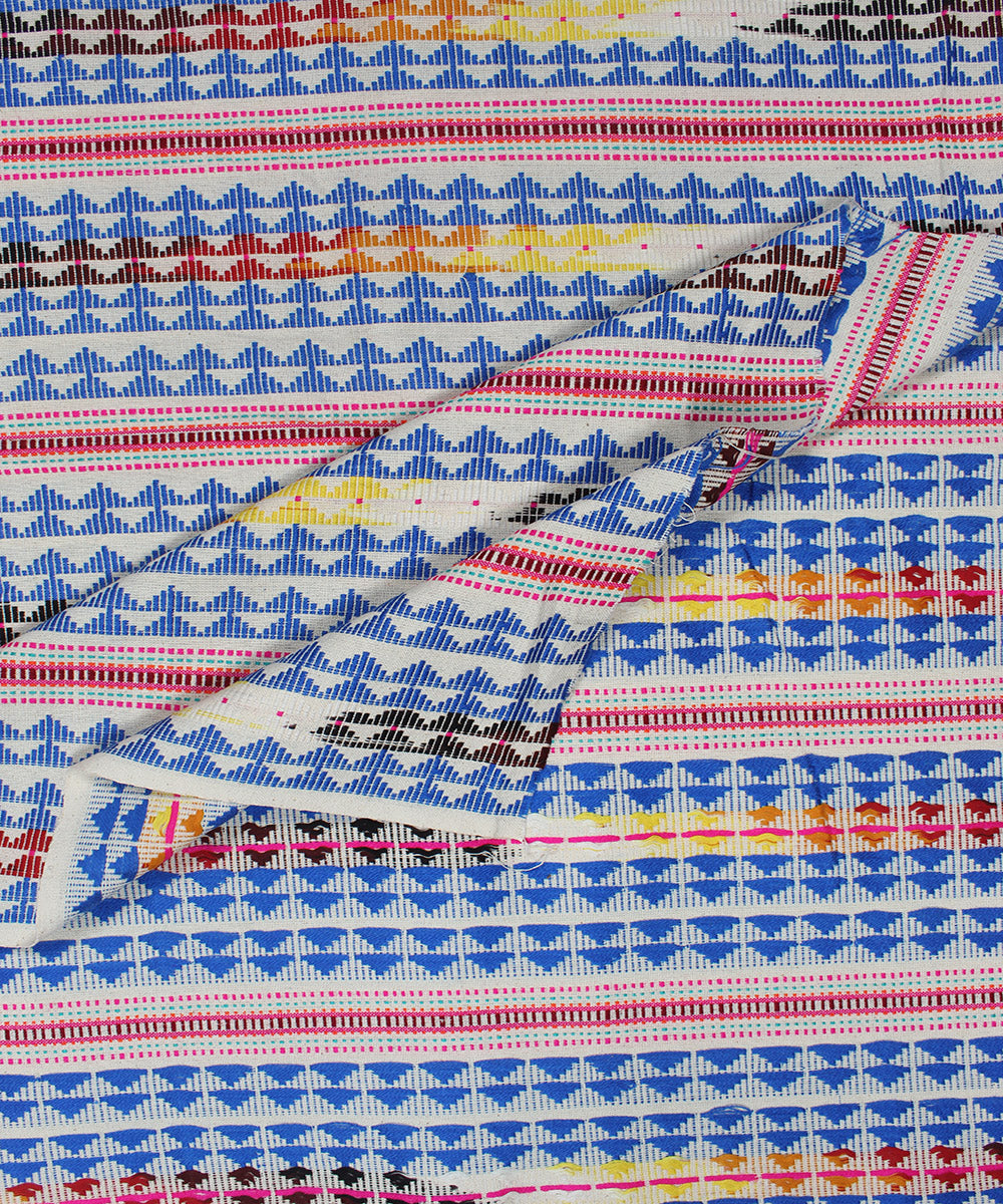 Navy blue multicolor handloom pochampally ikat cotton fabric