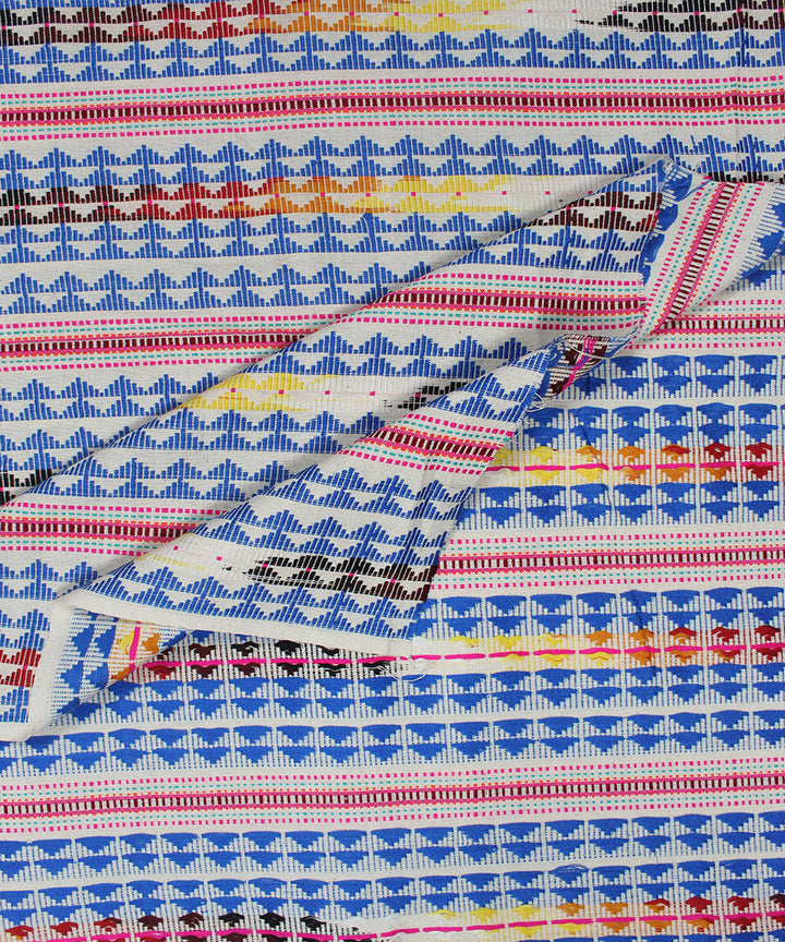 Navy blue multicolor handloom pochampally ikat cotton fabric