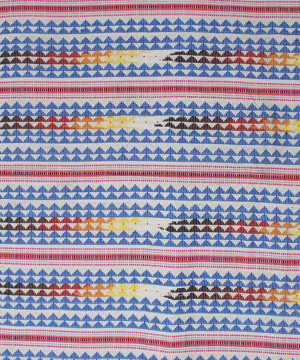 Navy blue multicolor handloom pochampally ikat cotton fabric