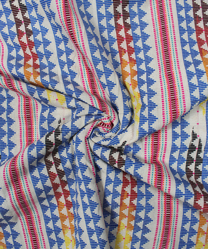 Navy blue multicolor handloom pochampally ikat cotton fabric