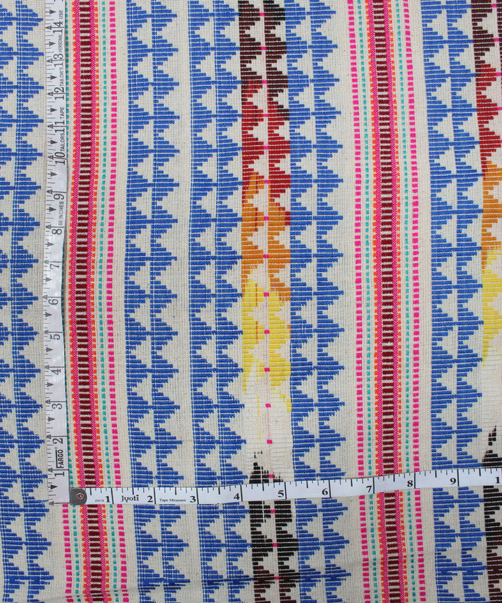 Navy blue multicolor handloom pochampally ikat cotton fabric