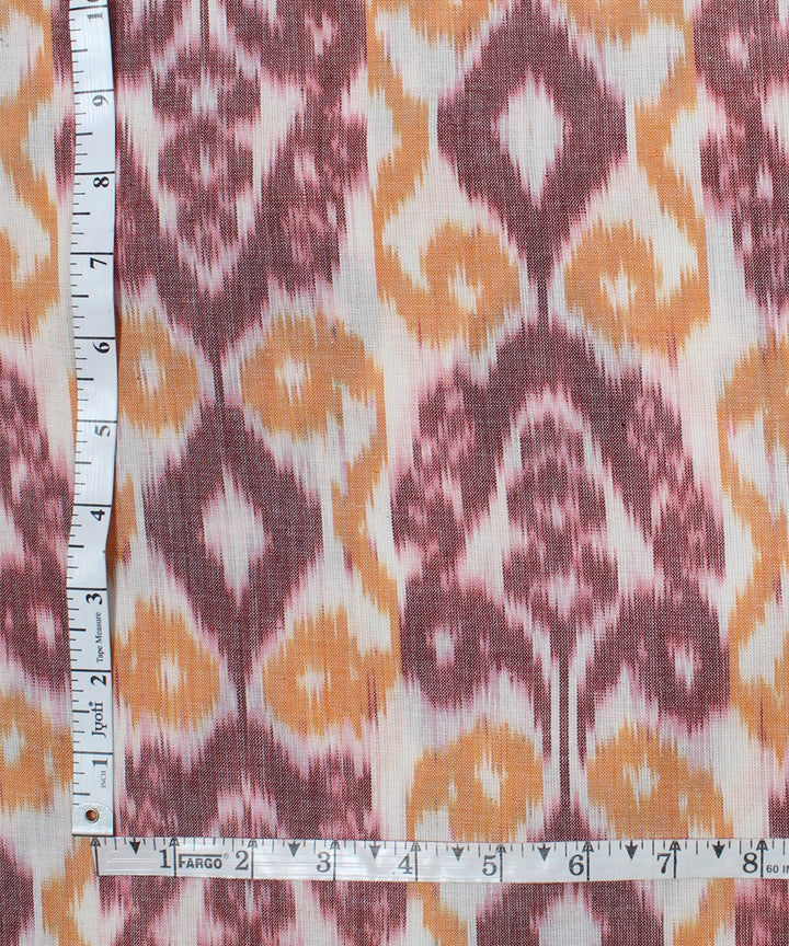 Brown yellow handloom pochampally ikat cotton fabric