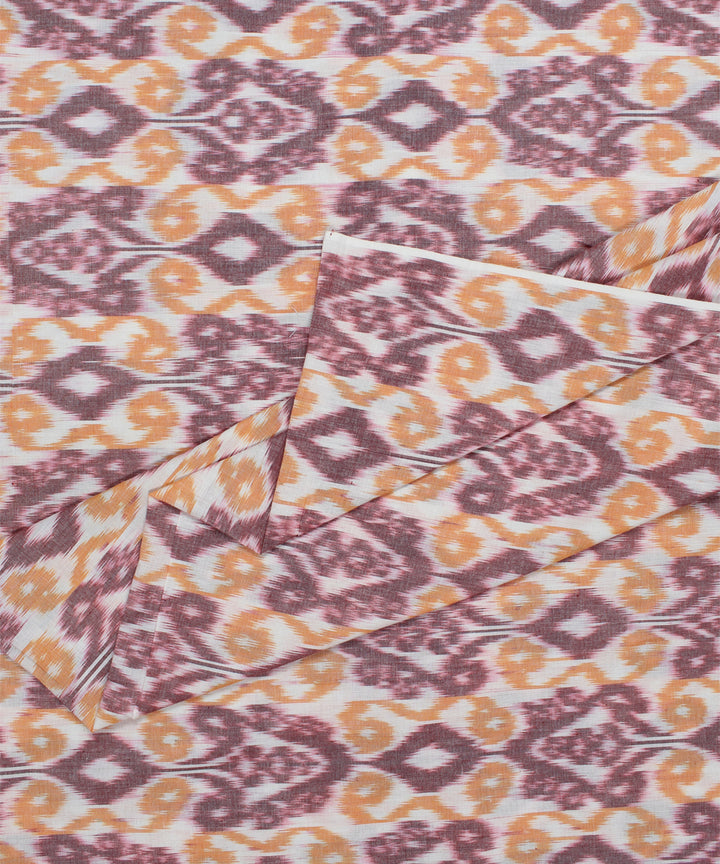 Brown yellow handloom pochampally ikat cotton fabric