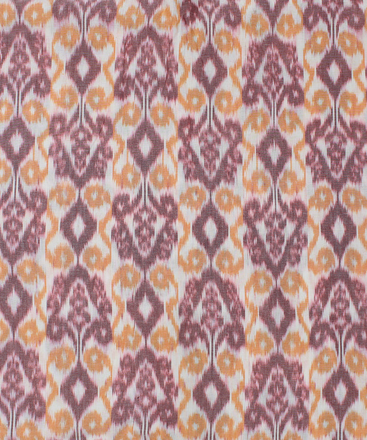 Brown yellow handloom pochampally ikat cotton fabric