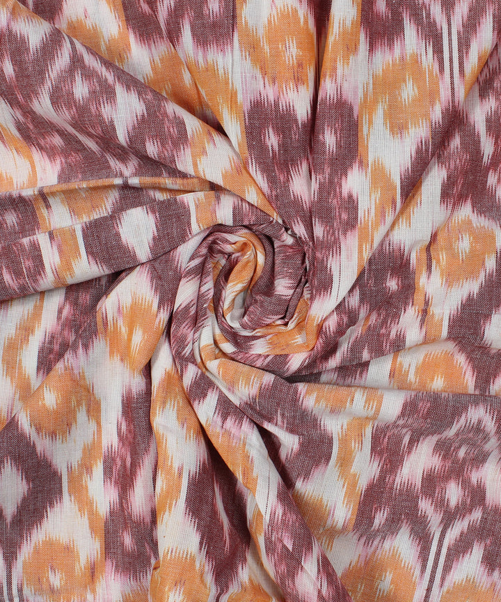 Brown yellow handloom pochampally ikat cotton fabric