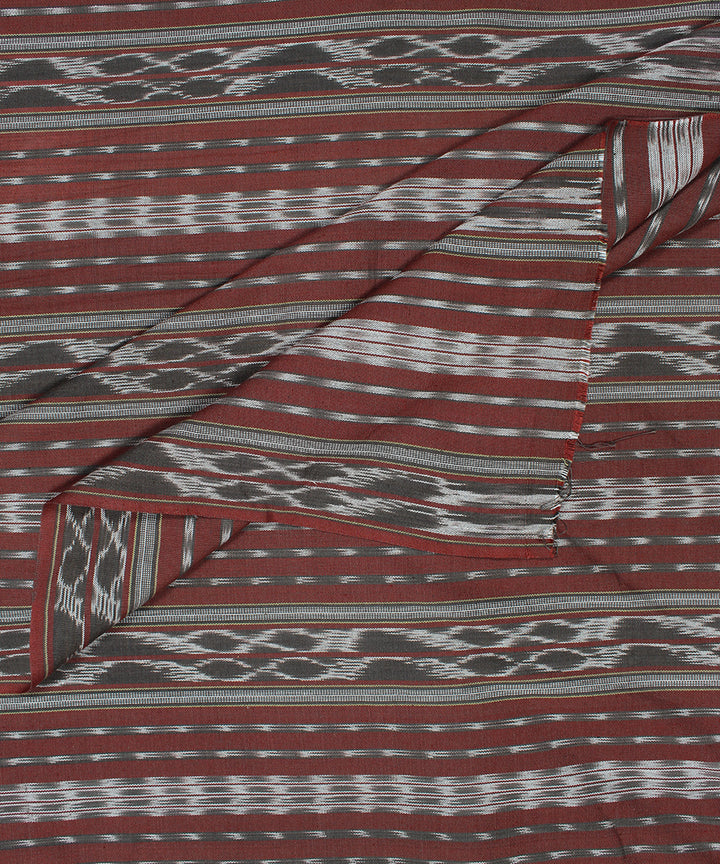Brown offwhite pochampally ikat cotton handloom fabric