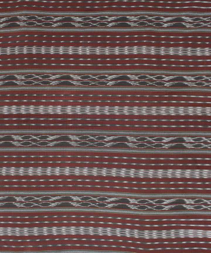 Brown offwhite pochampally ikat cotton handloom fabric