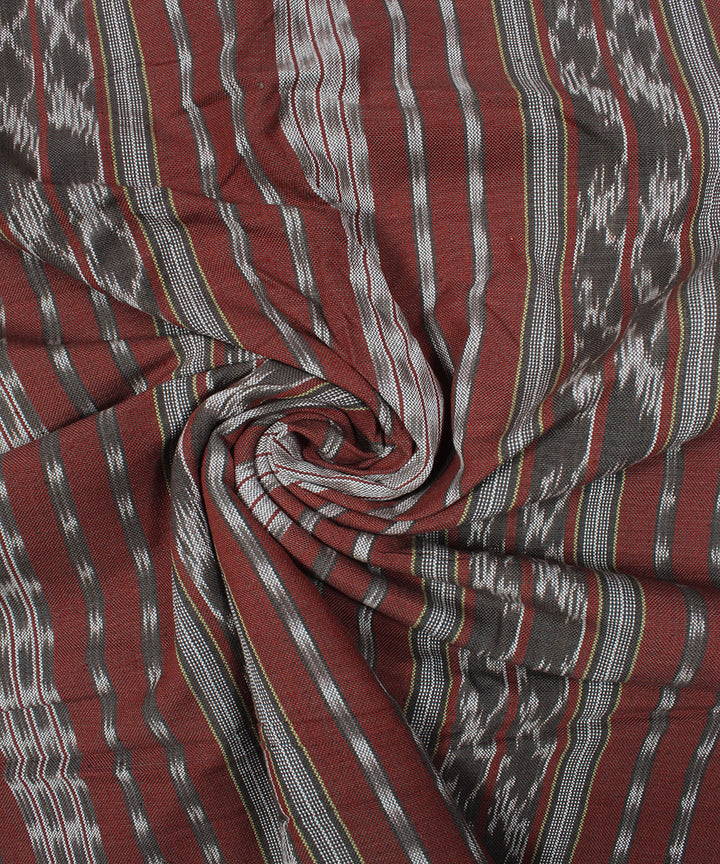 Brown offwhite pochampally ikat cotton handloom fabric