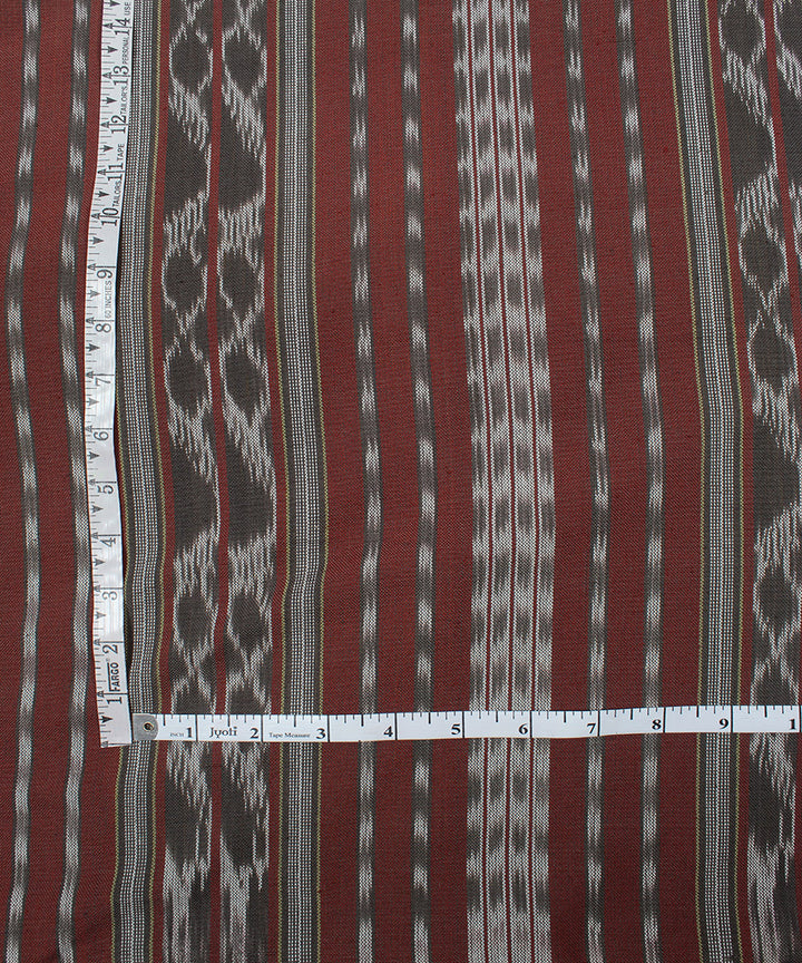 Brown offwhite pochampally ikat cotton handloom fabric
