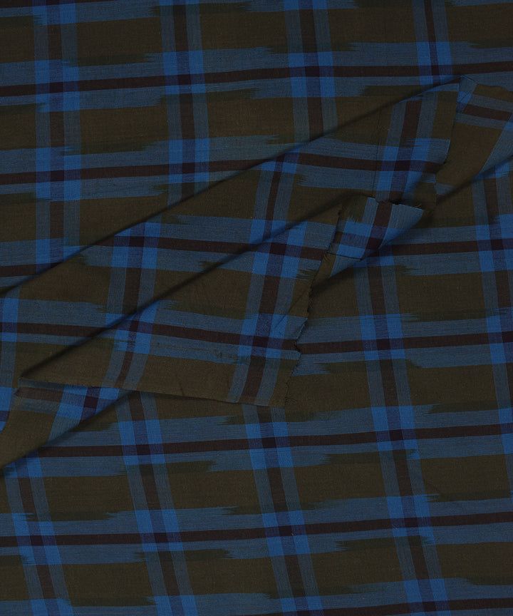 Mustard cyan blue handloom pochampally ikat cotton fabric