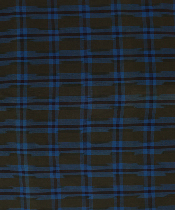 Mustard cyan blue handloom pochampally ikat cotton fabric
