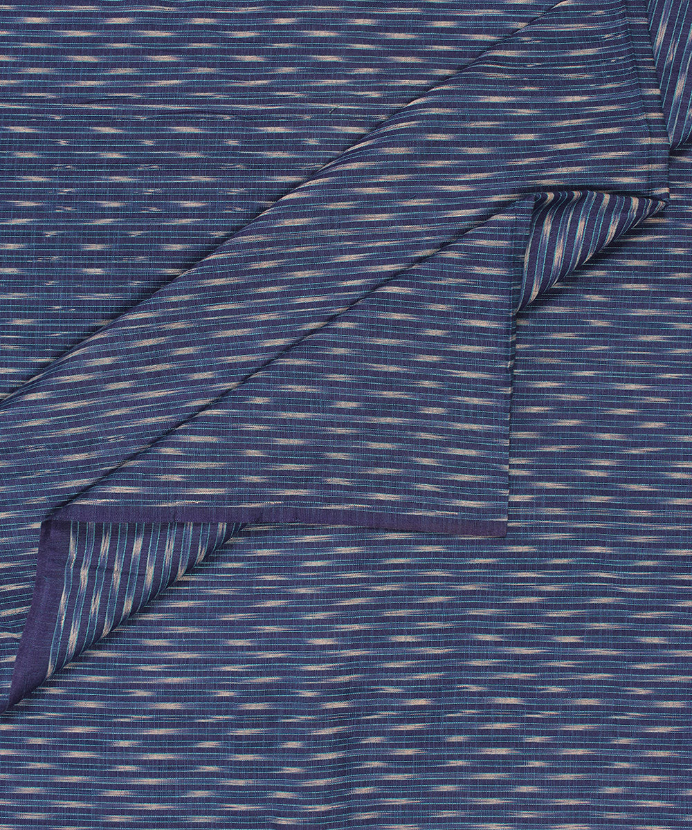 Navy blue white pochampally ikat cotton handloom fabric