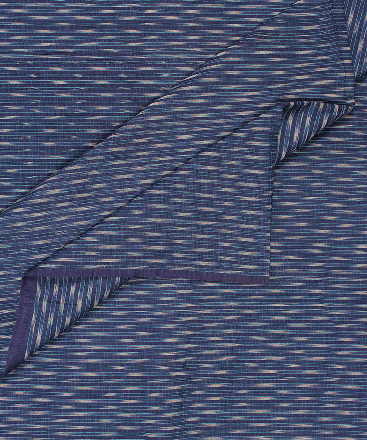 Navy blue white pochampally ikat cotton handloom fabric