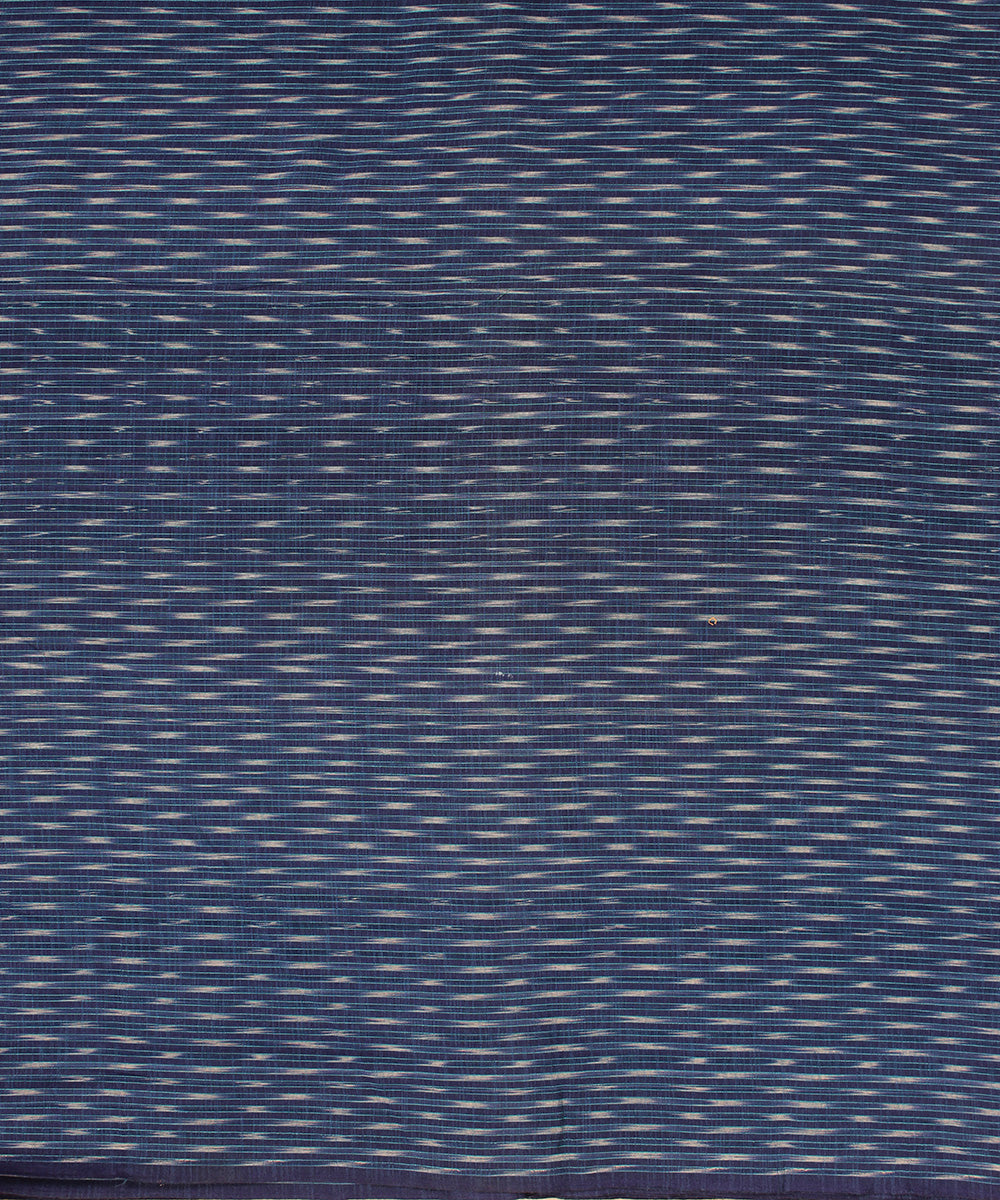 Navy blue white pochampally ikat cotton handloom fabric