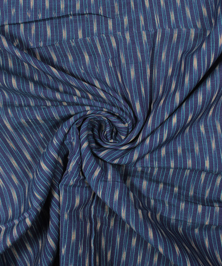 Navy blue white pochampally ikat cotton handloom fabric