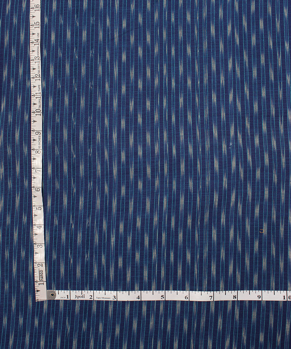 Navy blue white pochampally ikat cotton handloom fabric