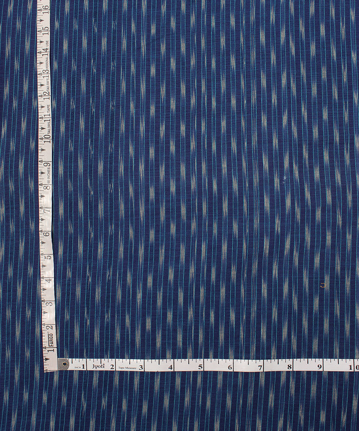 Navy blue white pochampally ikat cotton handloom fabric