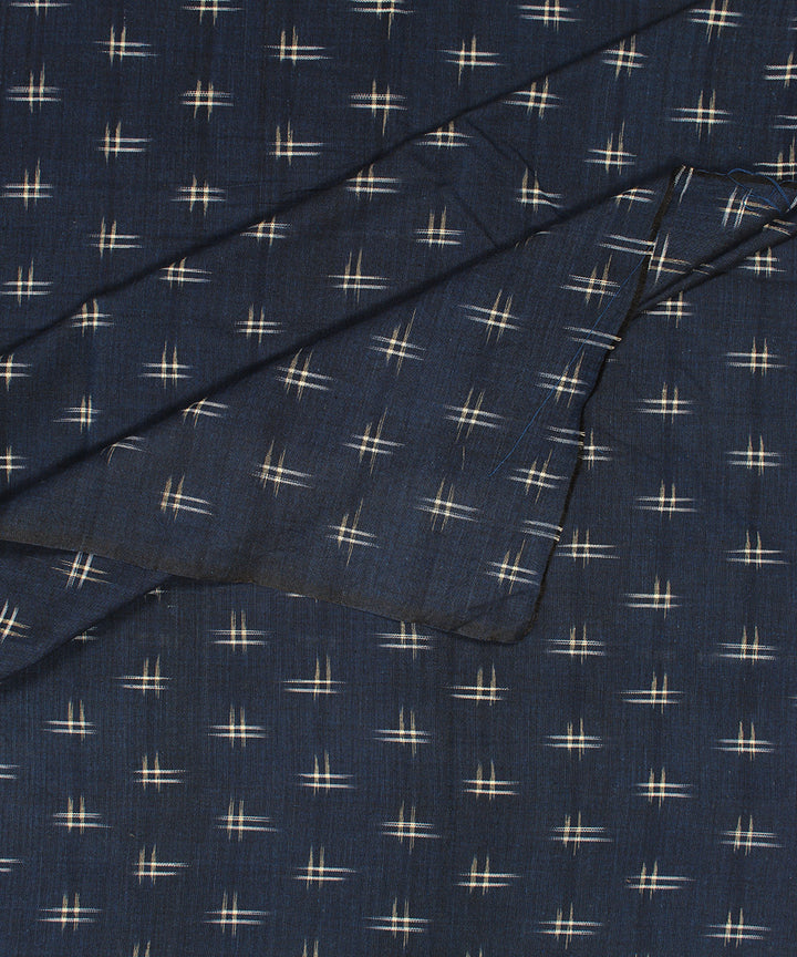 Navy blue white pochampally ikat handloom cotton fabric