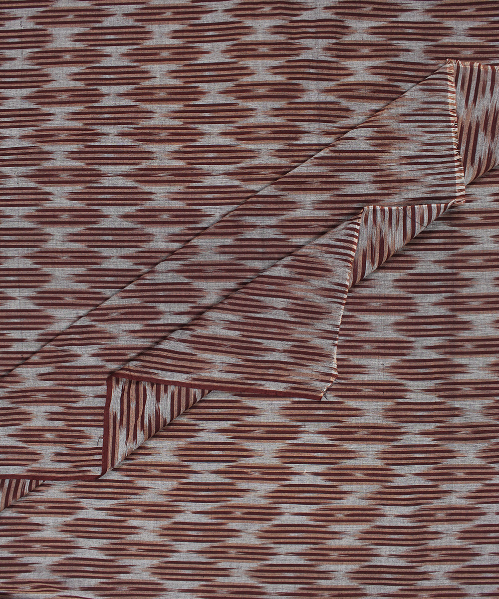 Brown grey handloom pochampally ikat cotton fabric