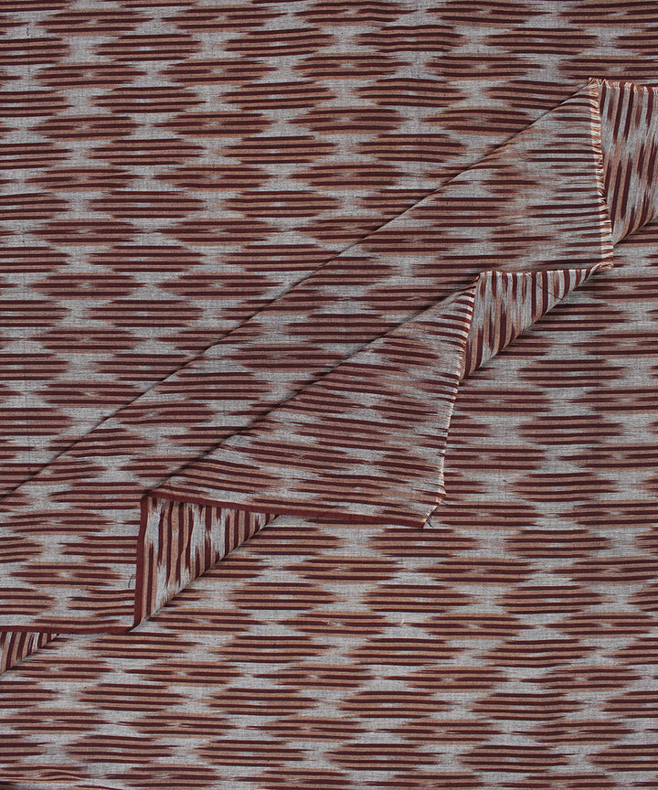 Brown grey handloom pochampally ikat cotton fabric