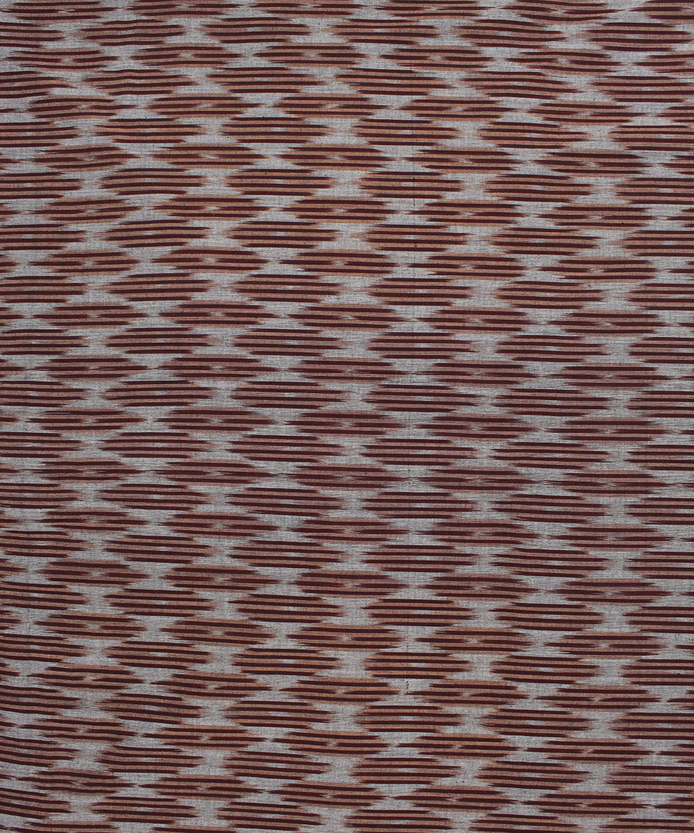 Brown grey handloom pochampally ikat cotton fabric