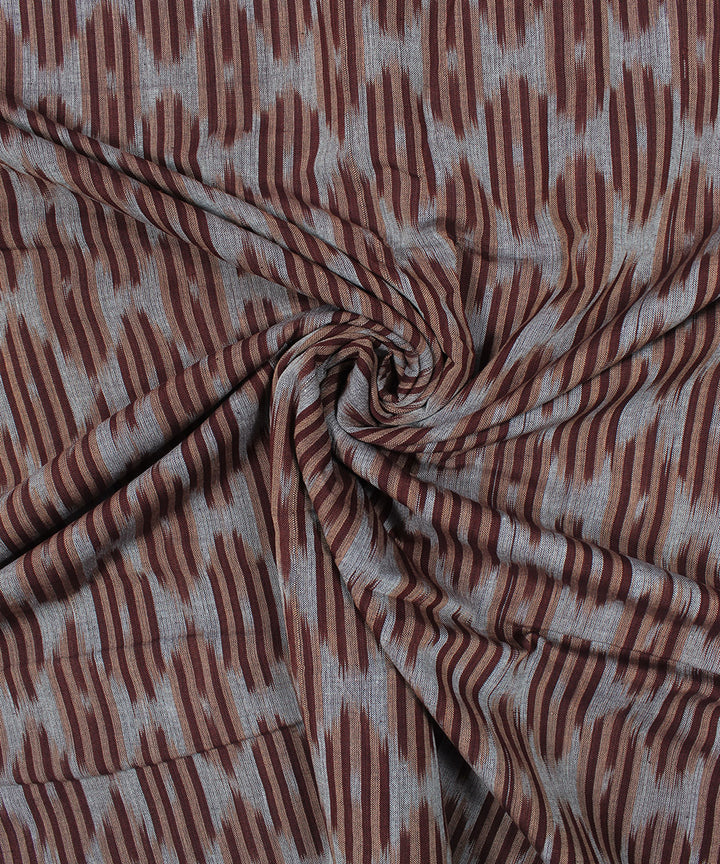 Brown grey handloom pochampally ikat cotton fabric