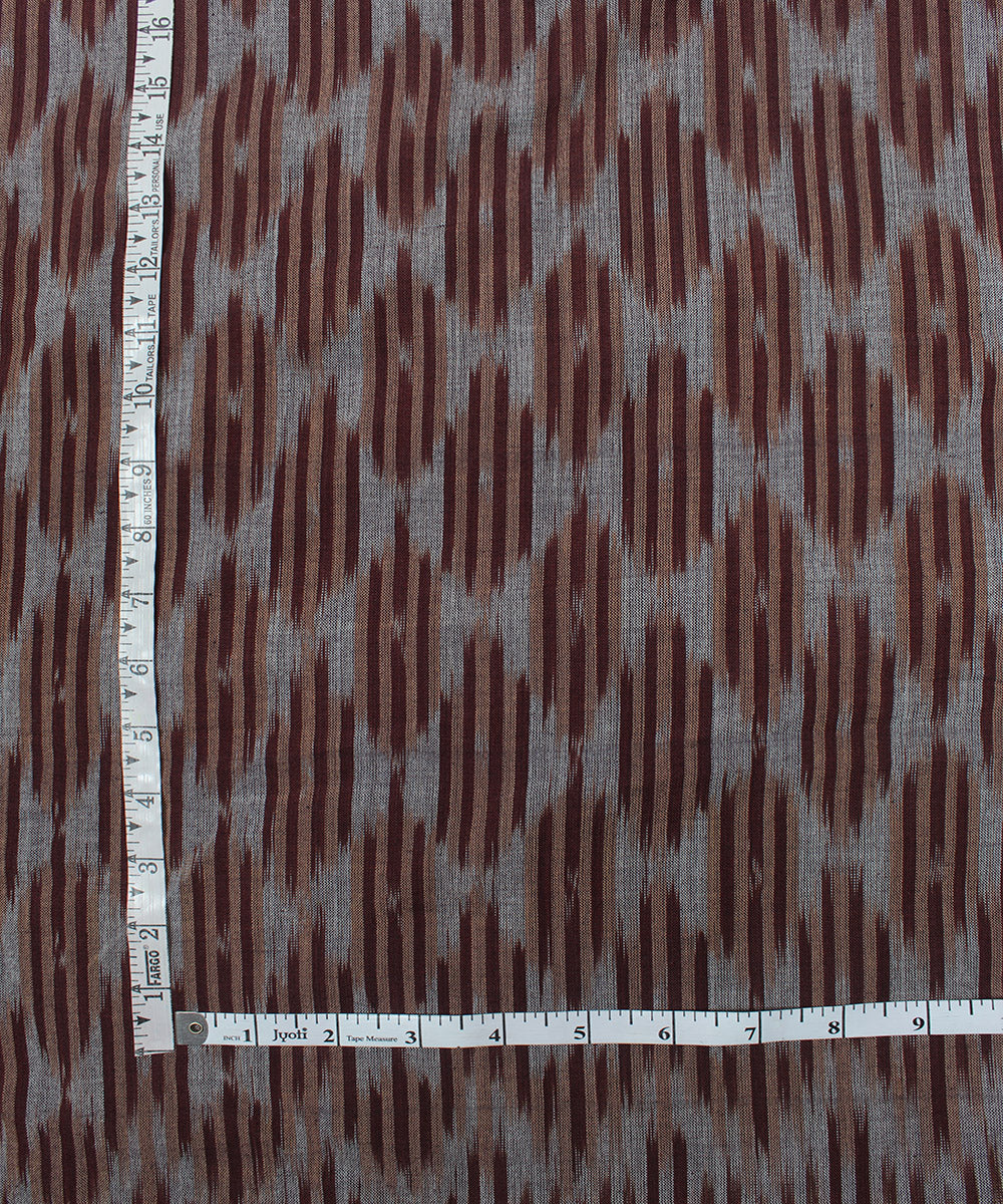 Brown grey handloom pochampally ikat cotton fabric